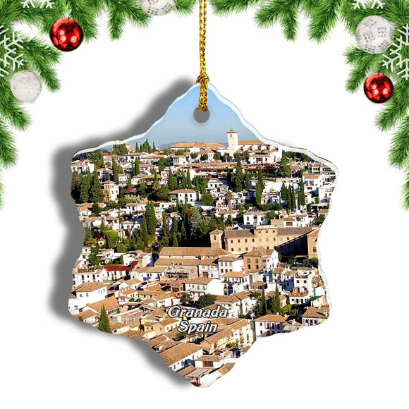 Spain Mirador San Nicolas Granada Christmas Ornament 3 Inches Snow