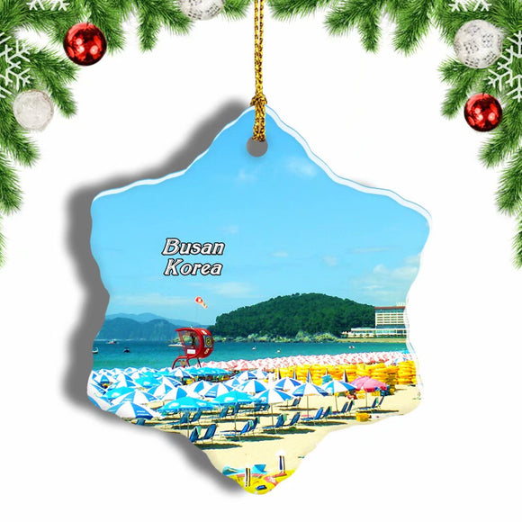 Haeundae Beach Busan Korea Christmas Ornament 3 Inches Snow