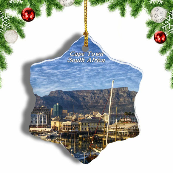 South Africa Cape Town Table Mountain Christmas Ornament 3 Inches Snow