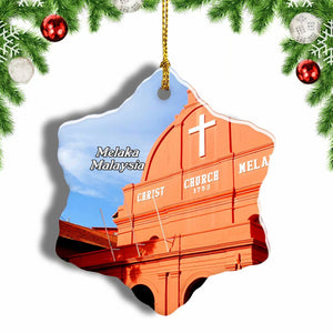 Malaysia The Stadthuys Melaka Christmas Ornament 3 Inches Snow