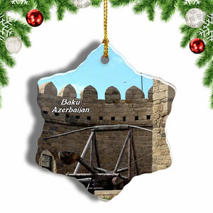 Old Town Baku Azerbaijan Christmas Ornament 3 Inches Snow