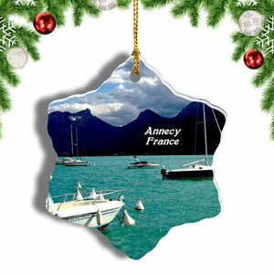 France Lake Annecy Christmas Ornament 3 Inches Snow