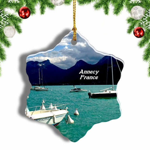 France Lake Annecy Christmas Ornament 3 Inches Snow