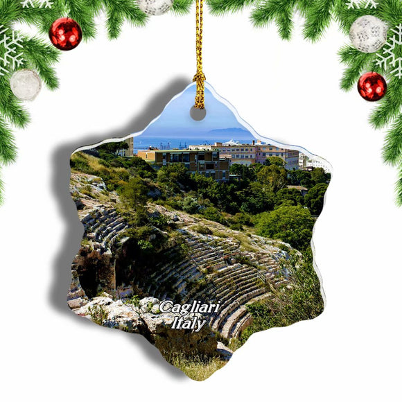 Italy Roman Amphitheater Cagliari Christmas Ornament 3 Inches Snow