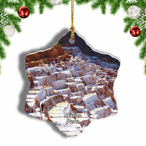 Salinas Of Maras Peru Christmas Ornament 3 Inches Snow