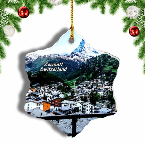 Switzerland The Matterhorn Zermatt Christmas Ornament 3 Inches Snow