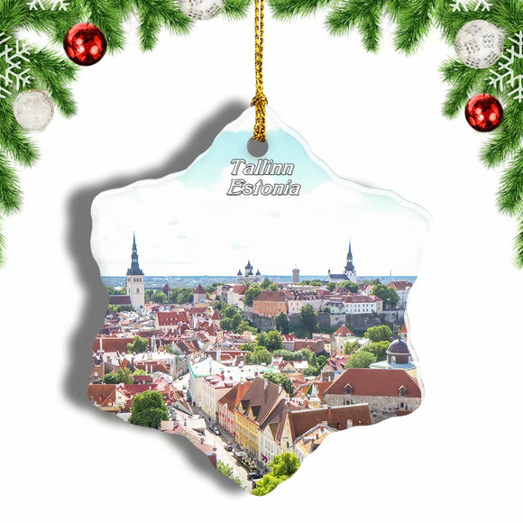 Estonia Tallinn Estonia Old Town Christmas Ornament 3 Inches Snow