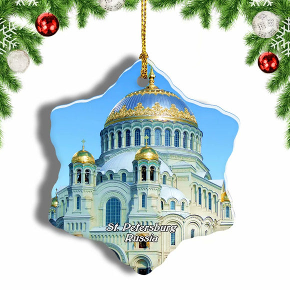 Russia The Naval Cathedral of Saint Nicholas Kronstadt St. Petersburg Christmas Ornament 3 Inches Snow