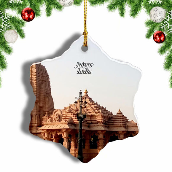 India Birla Mandir Temple Jaipur Christmas Ornament 3 Inches Snow