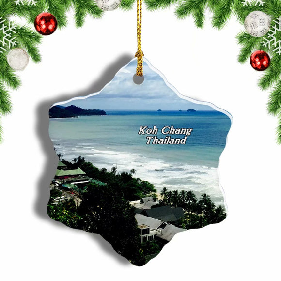 Thailand White Sand Beach Koh Chang Christmas Ornament 3 Inches Snow