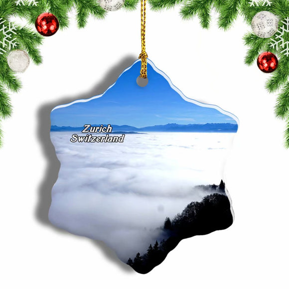 Switzerland Uetliberg Mountain Zurich Christmas Ornament 3 Inches Snow