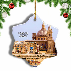 Malta Valletta Christmas Ornament 3 Inches Snow