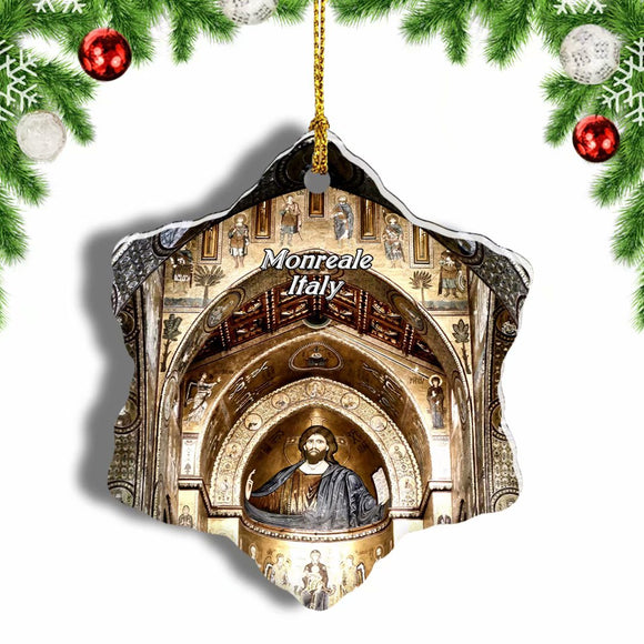 Italy Monreale Cathedral Sicily Christmas Ornament 3 Inches Snow