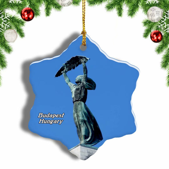 Hungary Budapest Statue Christmas Ornament 3 Inches Snow