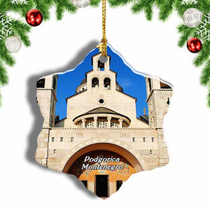 Cathedral Podgorica Montenegro Christmas Ornament 3 Inches Snow