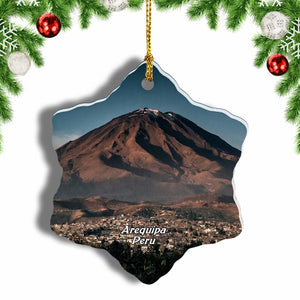 Peru Volcan Misti Arequipa Christmas Ornament 3 Inches Snow