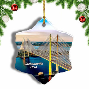 USA America Jacksonville Christmas Ornament 3 Inches Snow