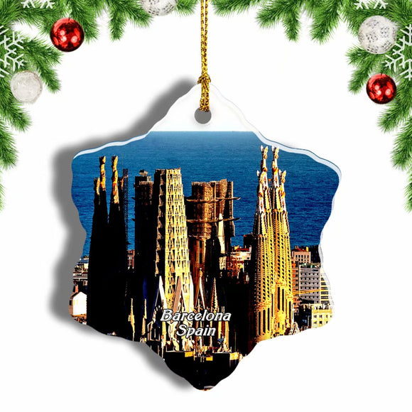 Spain Barcelona Christmas Ornament 3 Inches Snow