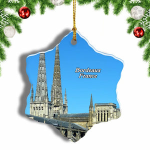 France Cathedrale St-Andre Bordeaux Christmas Ornament 3 Inches Snow