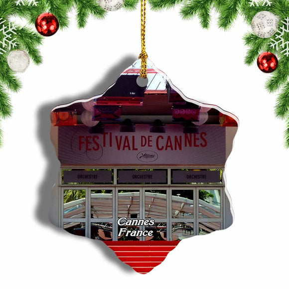 France Cannes Film Palace Christmas Ornament 3 Inches Snow