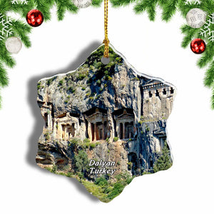 Turkey Lycian Rock Tombs Dalyan Christmas Ornament 3 Inches Snow