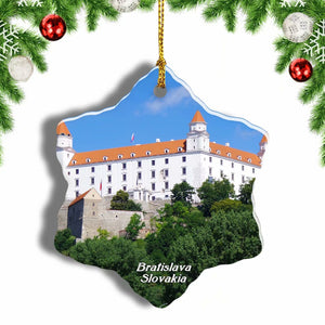 Slovakia Bratislava Castle Christmas Ornament 3 Inches Snow