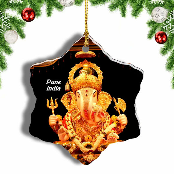 India Ganapati Temple Pune Christmas Ornament 3 Inches Snow