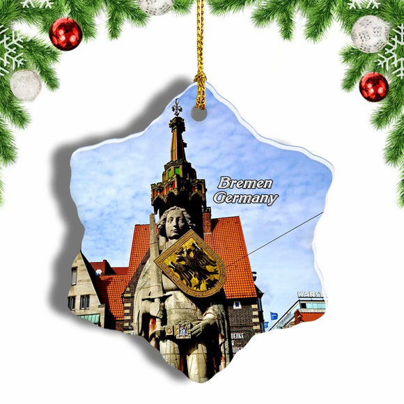 Germany Roland Statue Bremen Christmas Ornament 3 Inches Snow