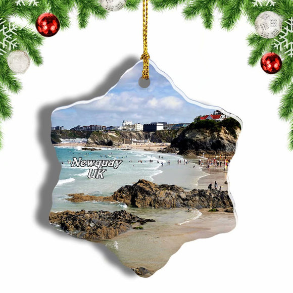 UK England Newquay Christmas Ornament 3 Inches Snow