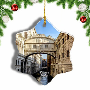 Italy Bridge of Sighs Venice Christmas Ornament 3 Inches Snow