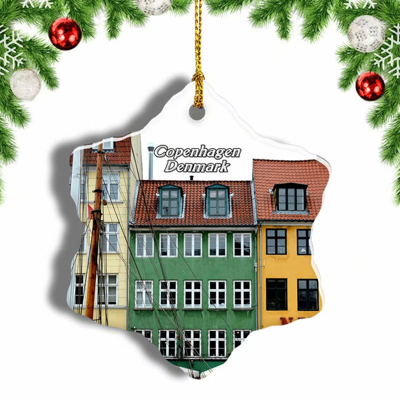 Denmark Nyhavn Copenhagen Christmas Ornament 3 Inches Snow