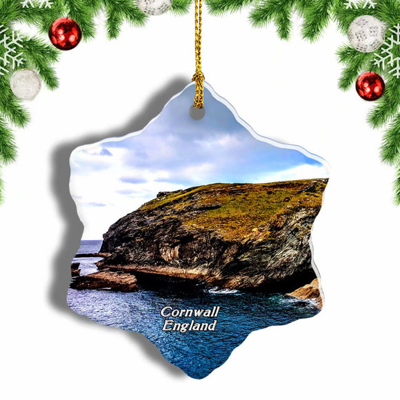 UK England Kynance Cove Cornwall Christmas Ornament 3 Inches Snow