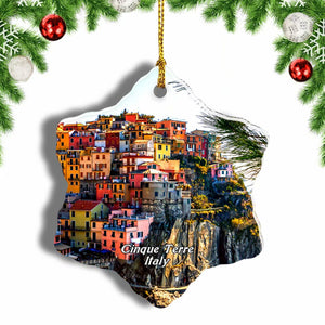 Cinque Terre Italy Christmas Ornament 3 Inches Snow