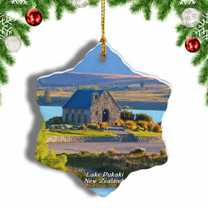 New Zealand Lake Tekapo Christmas Ornament 3 Inches Snow