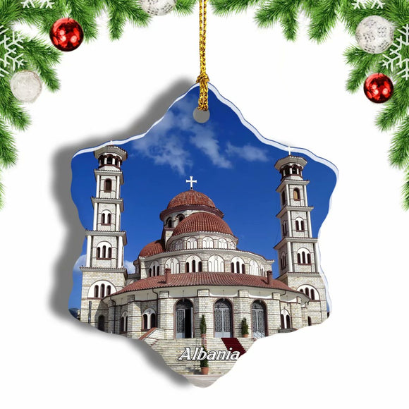 Albania Church Christmas Ornament 3 Inches Snow