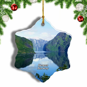 Norway Sognefjord Bergen Christmas Ornament 3 Inches Snow