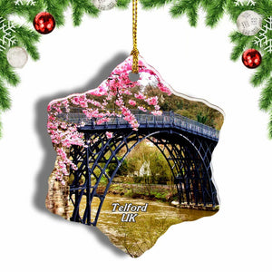 UK England The Iron Bridge and Tollhouse Telford Christmas Ornament 3 Inches Snow