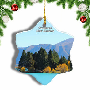 New Zealand Turquoise Reservoir Lake Christmas Ornament 3 Inches Snow