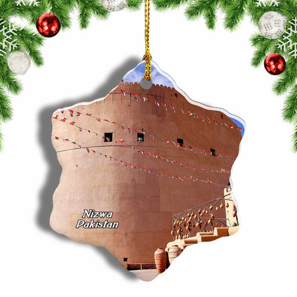 Nizwa Fort Oman Christmas Ornament 3 Inches Snow