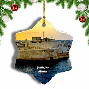 Malta Upper Barrakka Gardens Valletta Christmas Ornament 3 Inches Snow