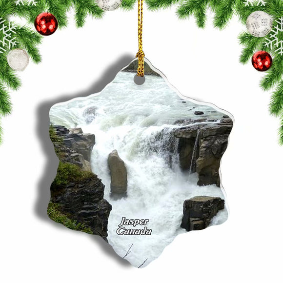 Canada Sunwapta Falls Jasper Christmas Ornament 3 Inches Snow