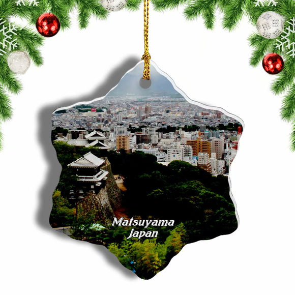 Japan Matsuyama Castle Christmas Ornament 3 Inches Snow