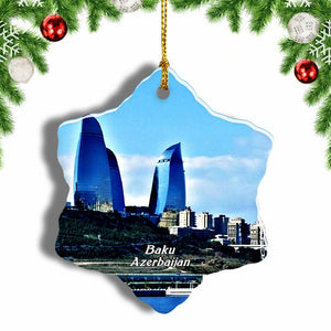 Baku Azerbaijan Christmas Ornament 3 Inches Snow