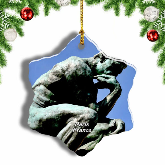 France The Thinker Rodin Museum Paris Christmas Ornament 3 Inches Snow