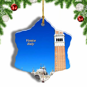 Italy St. Mark's Square Cathedral Venice Christmas Ornament 3 Inches Snow