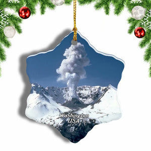 America USA Mount St Helens Washington Christmas Ornament 3 Inches Snow