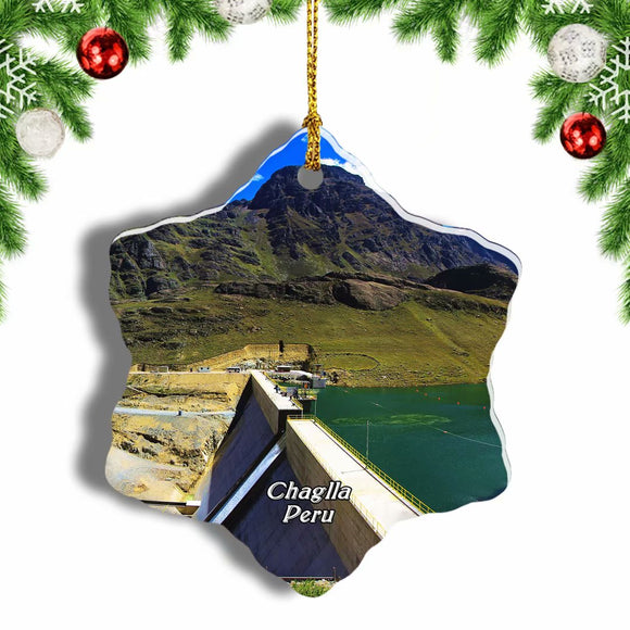 Chaglla Hydropower Station Peru Christmas Ornament 3 Inches Snow