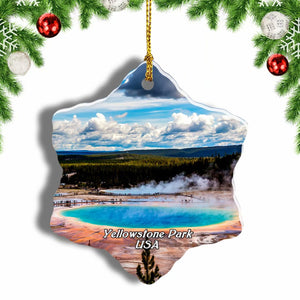 USA America The Grand Prismatic Spring-Canyon Area Christmas Ornament 3 Inches Snow