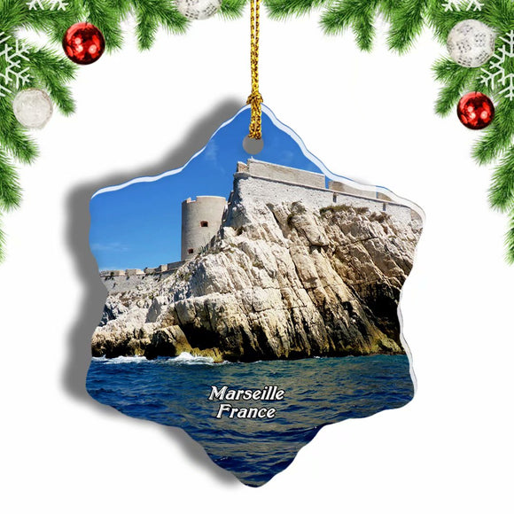 France Marseille Castle Of Yew Christmas Ornament 3 Inches Snow