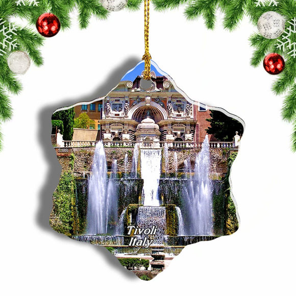 Italy Villa d'Este Tivoli Christmas Ornament 3 Inches Snow